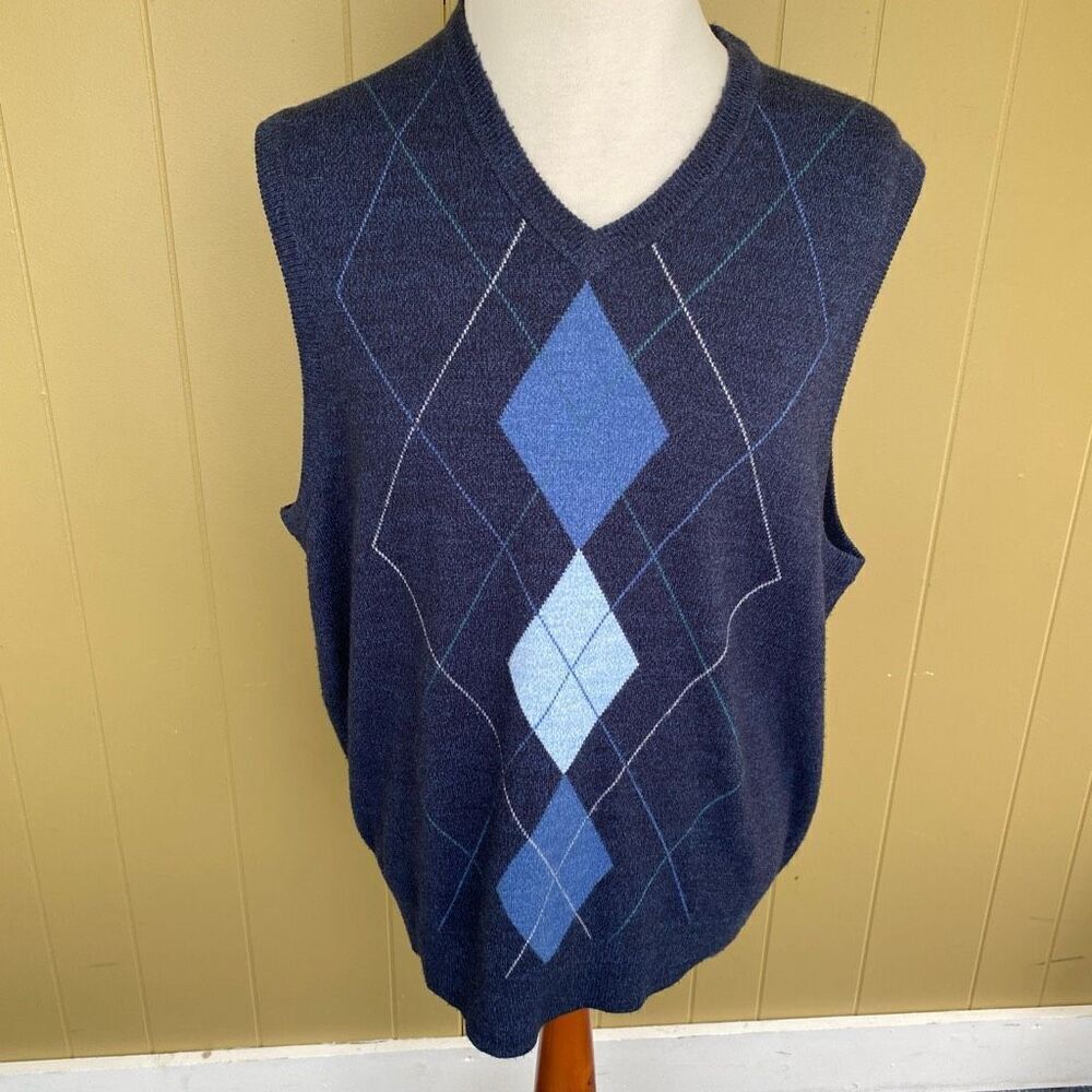 Dockers men 2XL pullover sweater vest w/diamond pattern navy blue